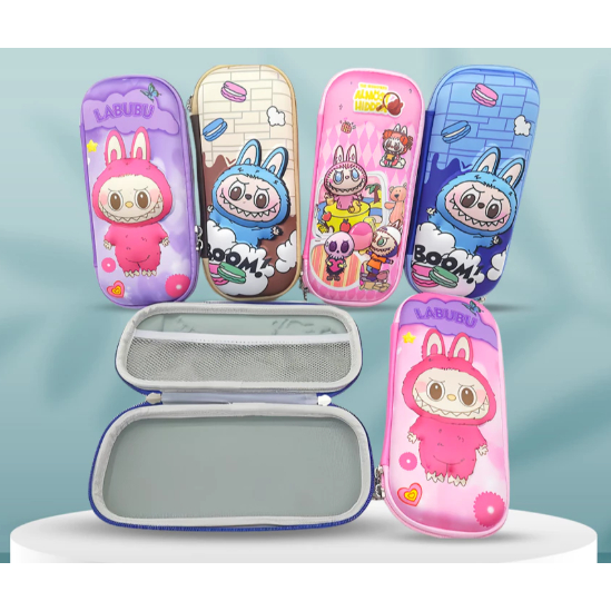 

Tempat Pensil Anak Motif 3D LABUBU Timbul Kotak Pensil Anak Motif Kartun Bahan EVA / Kotak Pensil Anak Motif Squishy