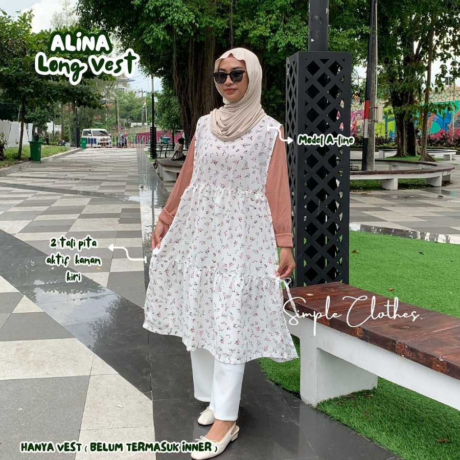 VEST TUNIK WANITA KOREAN STYLE GHEA OUTER ROMPI MOTIF BUNGA VINTAGE KOREAN LOOK