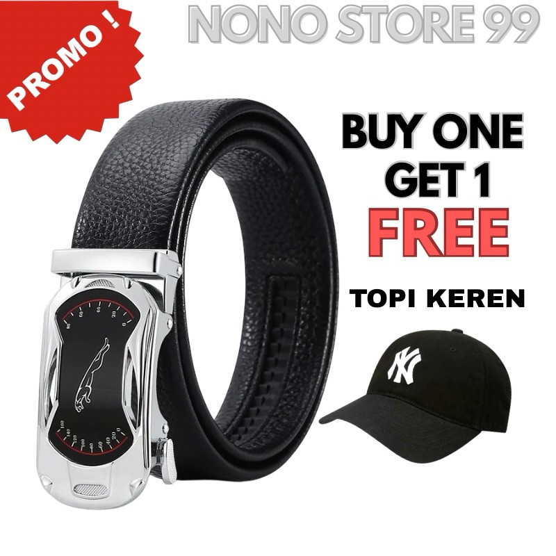 PROMO FREE TOPI DISTRO KEREN - Ikat Pinggang Pria Kulit Import Kepala JGR Besi Kokoh Elegan - Sabuk 