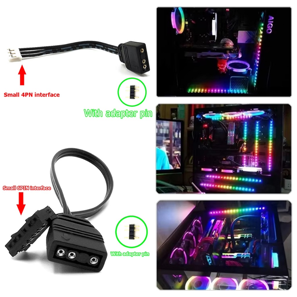 5V Kabel 6pin/4pin to 3pin Konverter for Coolmoon ARGB Fan Kontroler