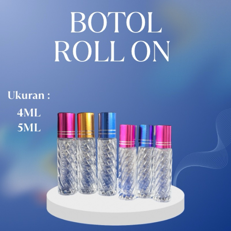 BOTOL PARFUM ROLL ON - botol parfum isi ulang - volume 4ML / 5ML - motif garis / ulir (harga grosir)