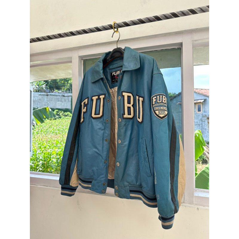 vintage leather jacket varsity fubu cowhide varsity fubu
