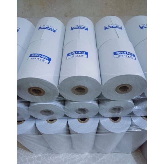 

KODE V62S KERTAS KASIR SETRUK HVS 1PLY 75x6mm paket 1 roll Printer Dontmatrik