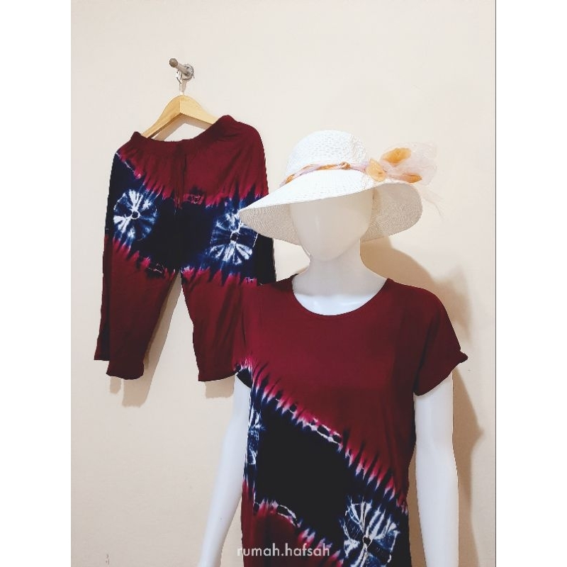 (XL) Baju Set Kulot Pendek / Piyama Bali / Baju Tidur Bali / Baju Pendek Celana Pendek