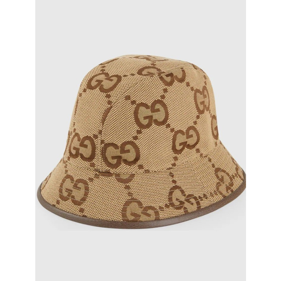 Gucci GG SUPREME CANVAS BUCKET HAT BROWN 100% Authentic Only