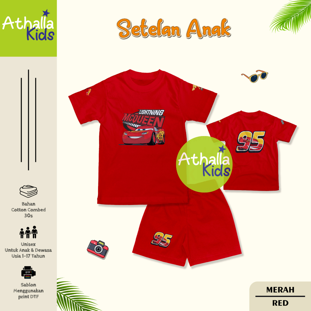 Athalla Kids Setelan Anak Lightning McQueen 95