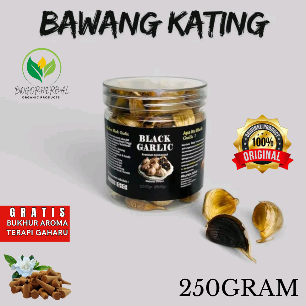 

PROMO BLACK GARLIC BAWANG HITAM KATING / BAWANG PUTIH PERMENTASI BAWANG HITAM HERBAL 250GRAM GRATIS AROMA TERAPI GAHARU