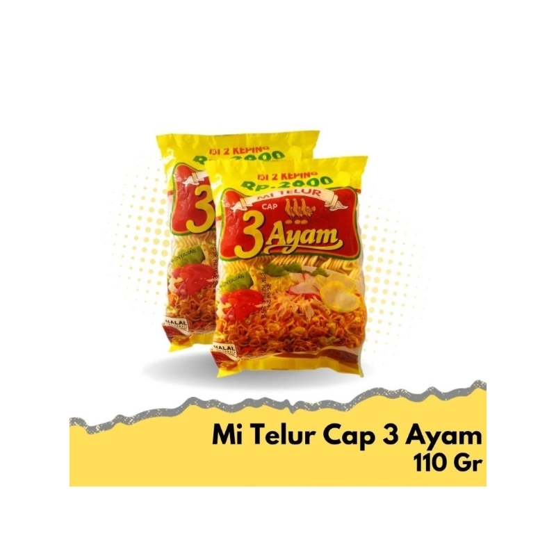 

MIE TELUR CAP 3 AYAM 110GR GROSIR HARGA MURAH