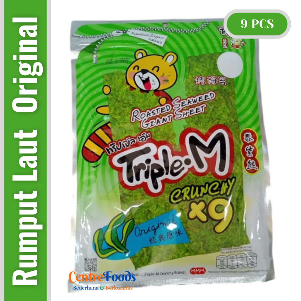 

Rumput Laut Original - Original Roasted Seaweed TRIPLE-M | Isi 9 Sachet - 45gr [ Harga Per BKS ]