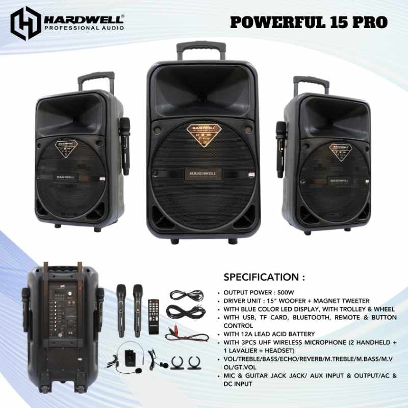 HARDWELL POWERFUL 15 PRO | Speaker aktfi | speaker portable 15 inc | speaker battery | speaker bluet