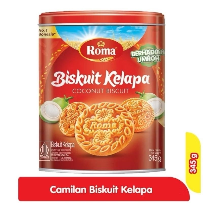 

Roma Biskuit Kelapa 345gr Coconut Biscuits Kemasan Kaleng Biscuit Mayora