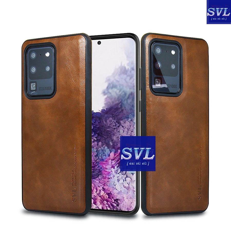 [ CUCI GUDANG ] Casing Hp Samsung S20 Ultra Case SVL Leather Casing Slim Softcase Kulit