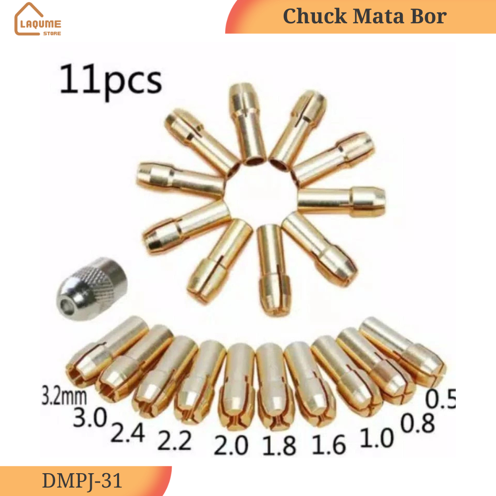 Chuck Mata Bor Tuner Set 11 PCS Collet Chuck Mini Grinder Set 11 PCS