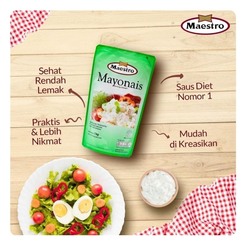

Mayonaise Maestro 1 kg Light Mayo Refill Pouch 1kg Grosir Ready