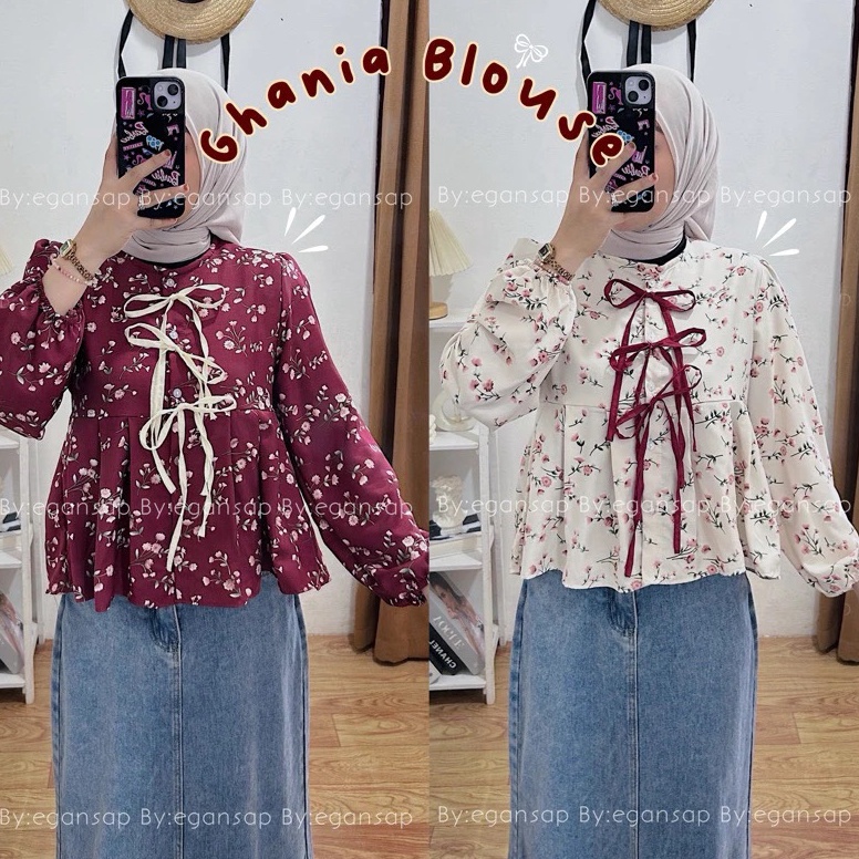 KODE E6V GHIANA Blouse Coquette Premium Ribbon Bahan Margaritha Twist