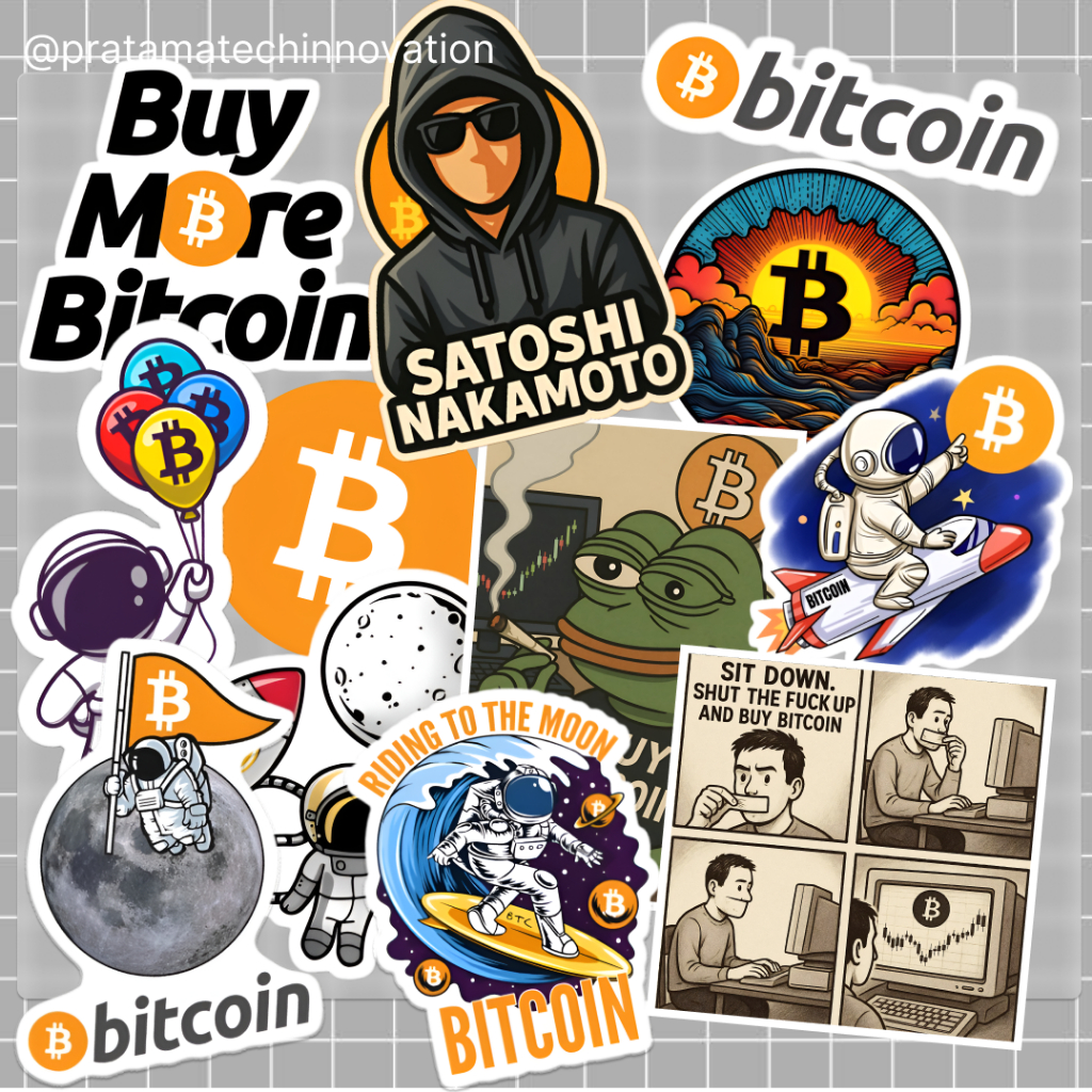 

Stiker Bitcoin 7x7cm | Vinyl Glossy Premium | Stiker Crypto Pack Keren isi 12