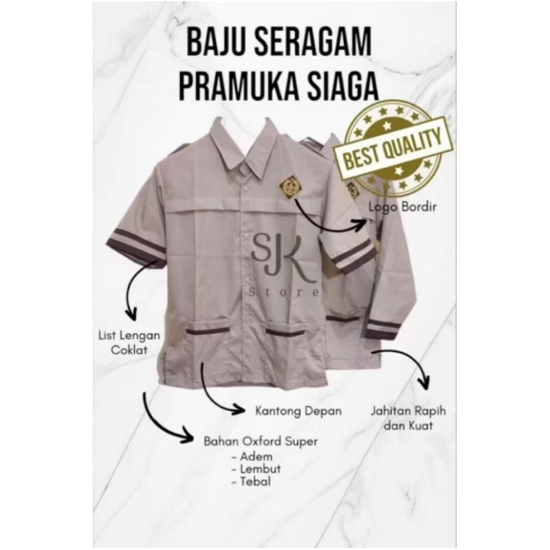 BAJU PRAMUKA SIAGA SD-MI//BAJU PRAMUKA KAIN OXFORD//SERAGAM SEKOLAH SD-MI