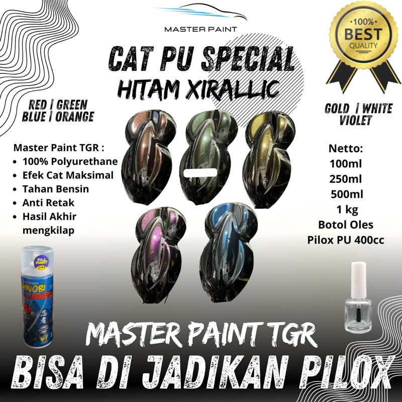 (BISA DI JADIKAN PILOX) CAT HITAM XIRALIC | CAT PU HITAM XIRALLIC | CAT BLACK XIRALLIC