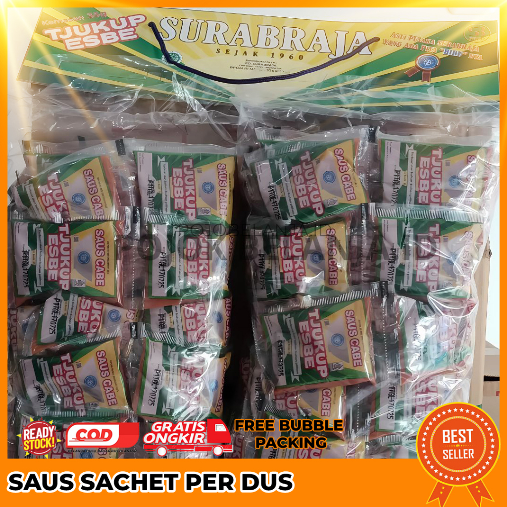 

Saus Sambal Sachet Tjukuup Esbe - 1 Karton / Dus Cocok untuk Usaha Makan