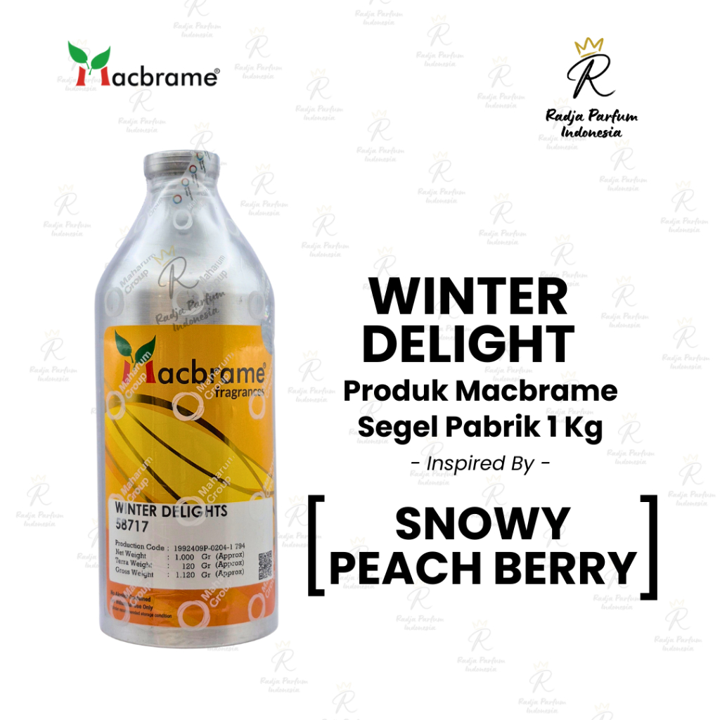 Bibit Parfum Winter Delight Macbrame Segel Pabrik 1Kg Searah Snowy Peach Berry