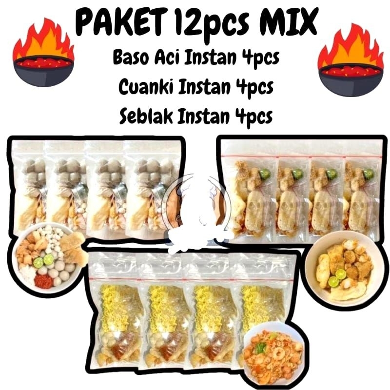 

PAKET 12 PCS MIX PAKET USAHA MURAH/ baso aci seblak tulang baso aci merecon