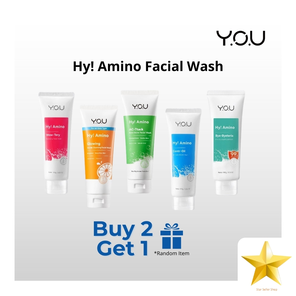 AS YOU Hy Amino Facial Wash 100gr Oil Control, Hydrating, Brightening, Anti-Acne Y.O.U 50gr