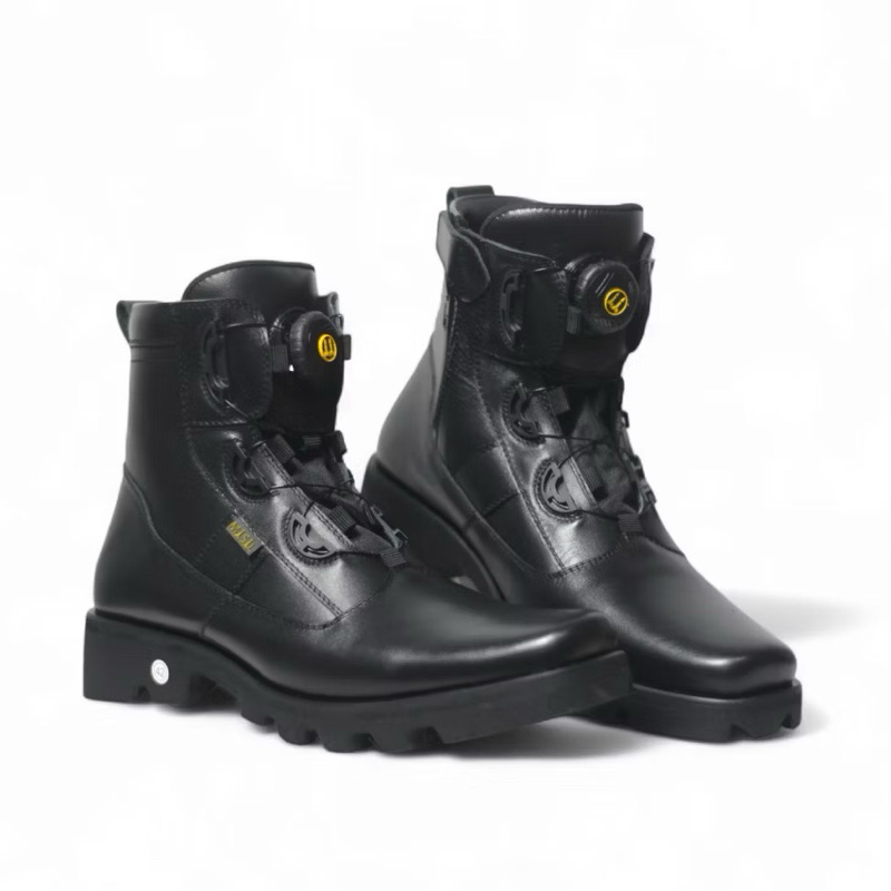 Misil Sepatu PDH Tali Putar Satpam TNI Polri Security Kulit Sapi Asli Model Phantom Hitam dop