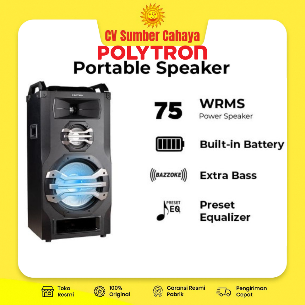 Polytron Speaker Portable Free 2 Mic Wireless PTS 12KF15 PTS12KF15 Bluetooth