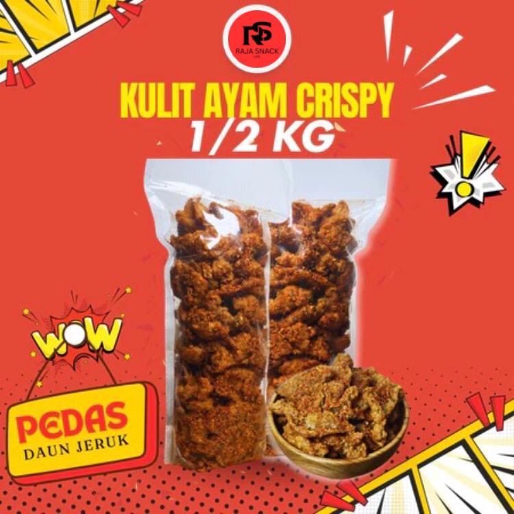 

Keripik Kulit Ayam Crispy Pedas Daun Jeruk 1/2kg / Kulit Ayam Crispy Pedas Daun Jeruk