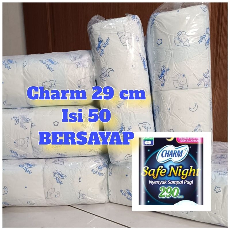PROMO pembalut charm safe night sayap UK 23,29cm/ lospack