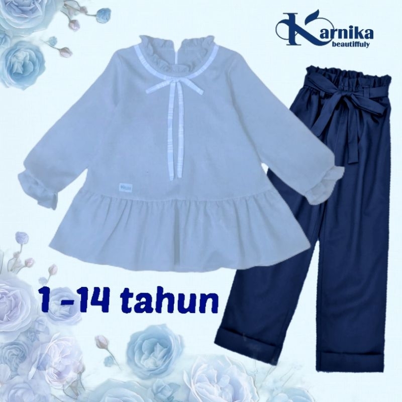 Karnika set baju anak perempuan 1-14 tahun  Muslim Anak cewek Atasan blouse korean Celana Panjang
