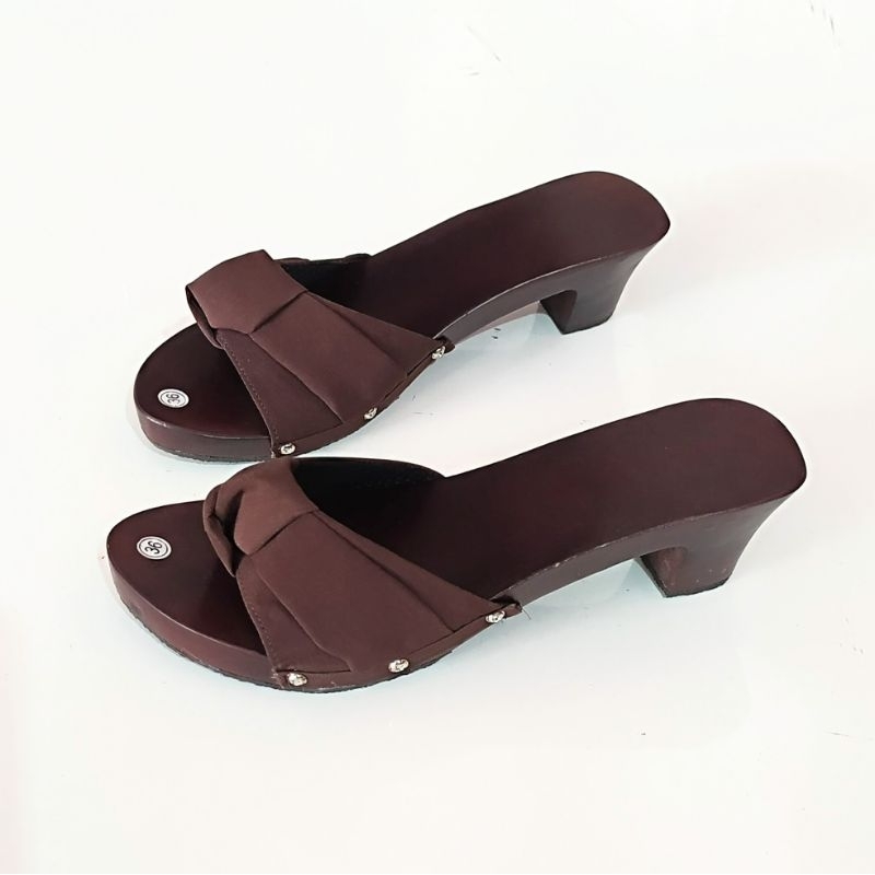 sandal wanita heels 5cm sanggul / sandal kelom geulis heels / sandal wanita mules / sandal kayu / sa
