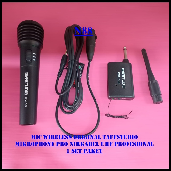 N88 MIC WIRELESS ORIGINAL TAFFSTUDIO PEGANG 1 HANDLE MIK KABEL WIRELESS SINGLE MIX WIRELES MIKROPHO