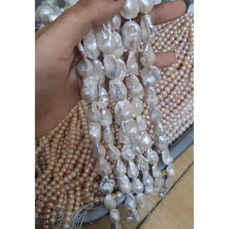 mutiara baroq lonjor grade A baroq air laut asli mutiara lombok lengkap box mewah