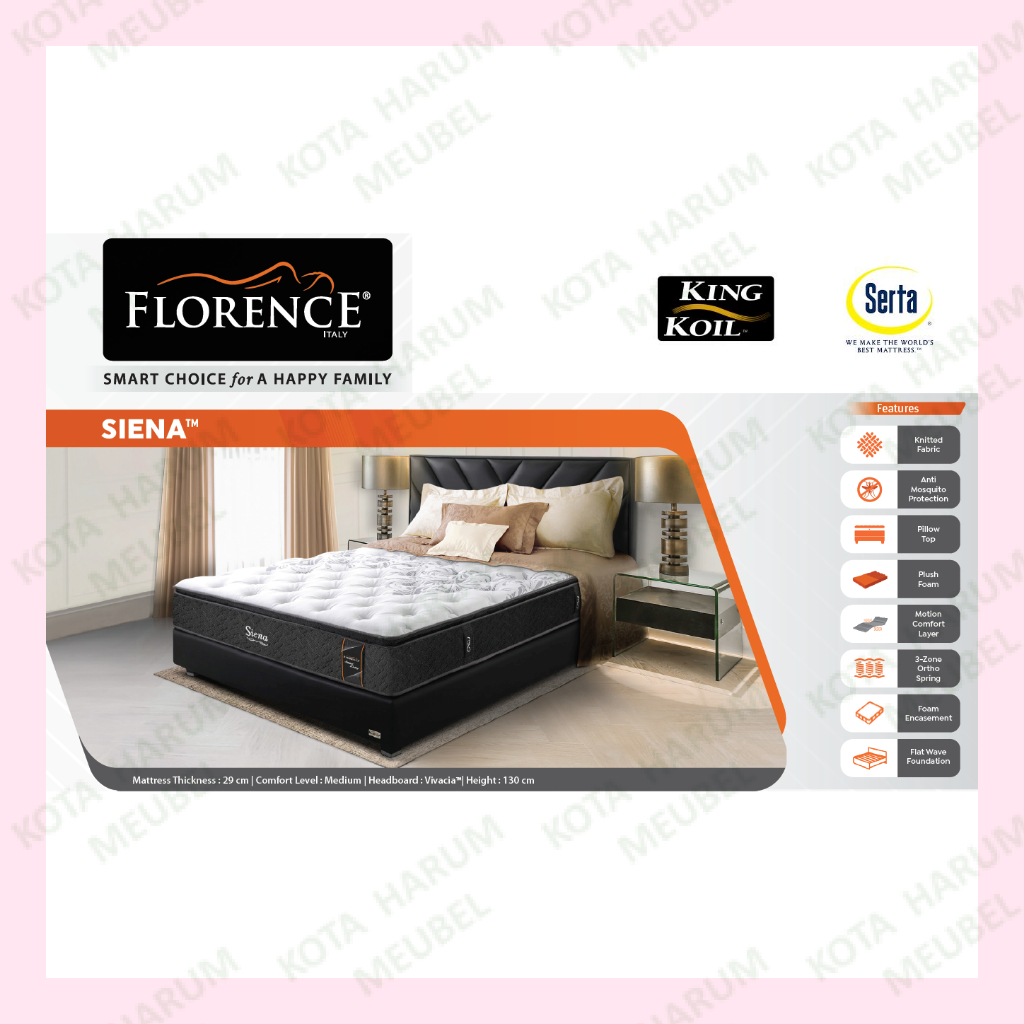 kasur springbed spring bed florence siena kingkoil serta 100x200 200x100 120x200 200x120 160x200 200