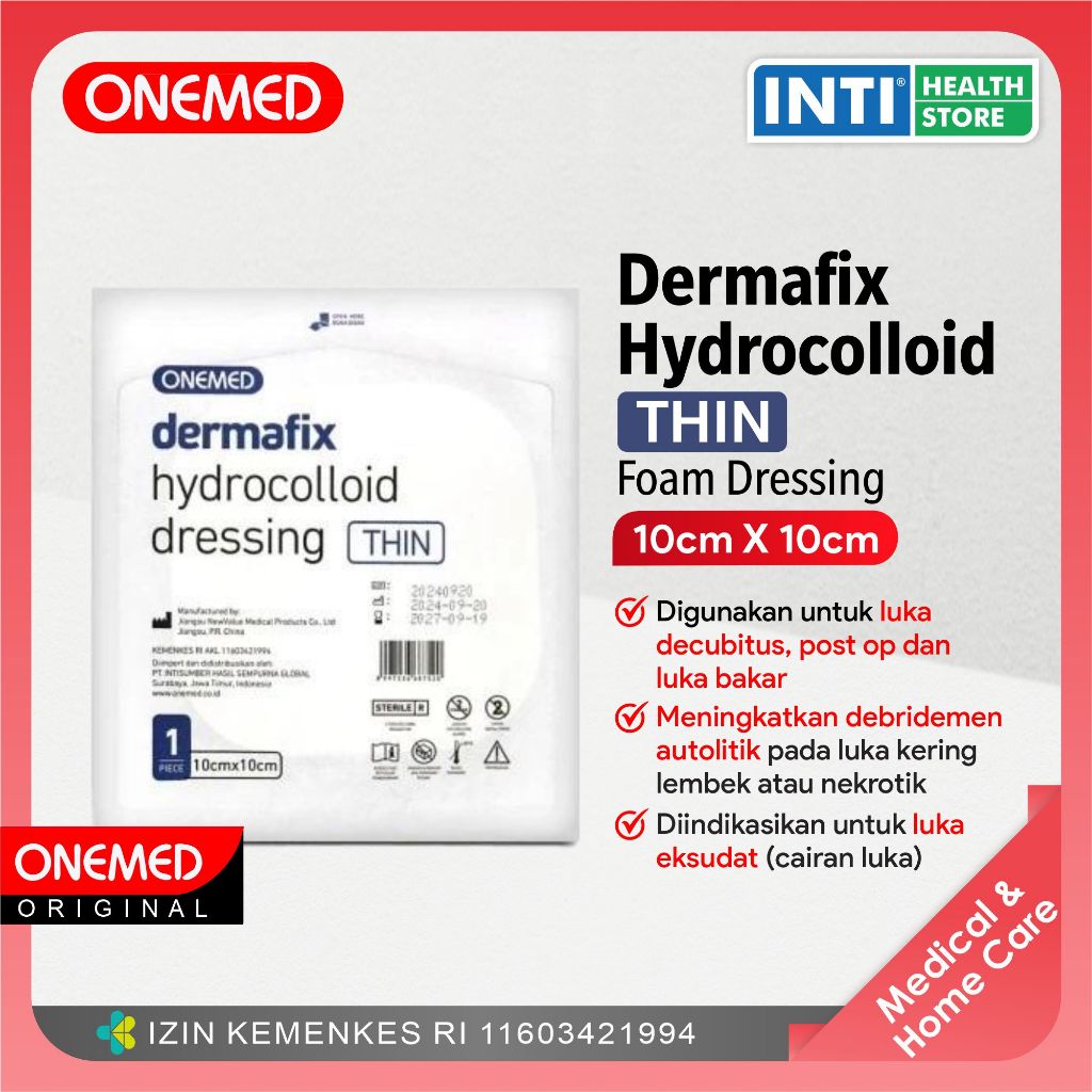 Onemed | Dermafix Hydrocolloid Dressing Thin 0.3 mm BIRU | Hydrocolloid Foam Dressing