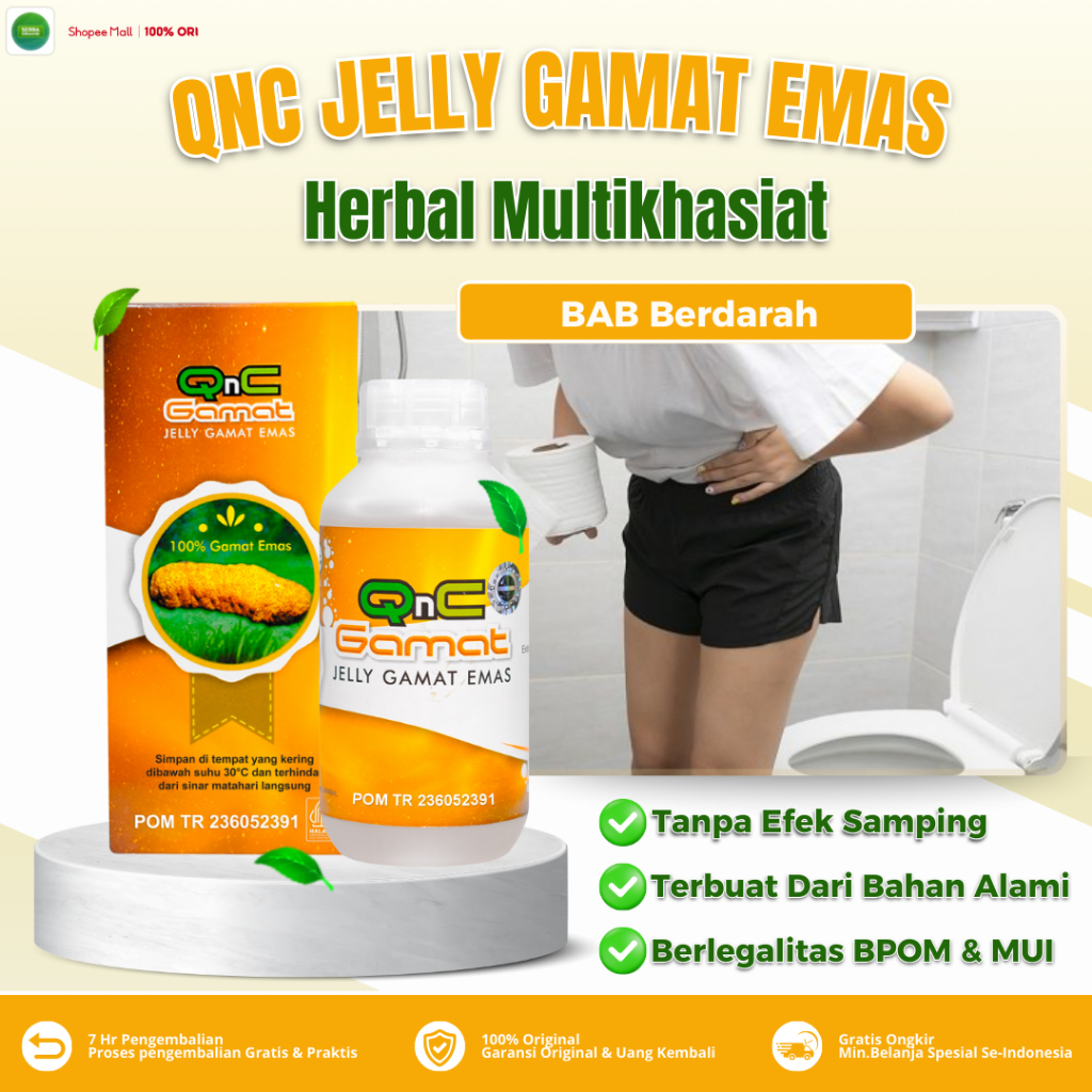QNC Jelly Gamat Emas Obat BAB Berdarah BAB Susah BAB kENCING Batu Infeksi Saluran Kemih Gastritis