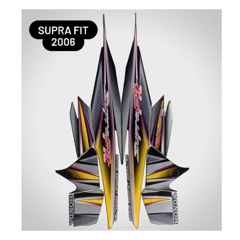 STIKER STRIPING HONDA SUPRA FIT 2006 KUNING LIS BODY STIKER SUPRA FIT 2006 TERBAIK