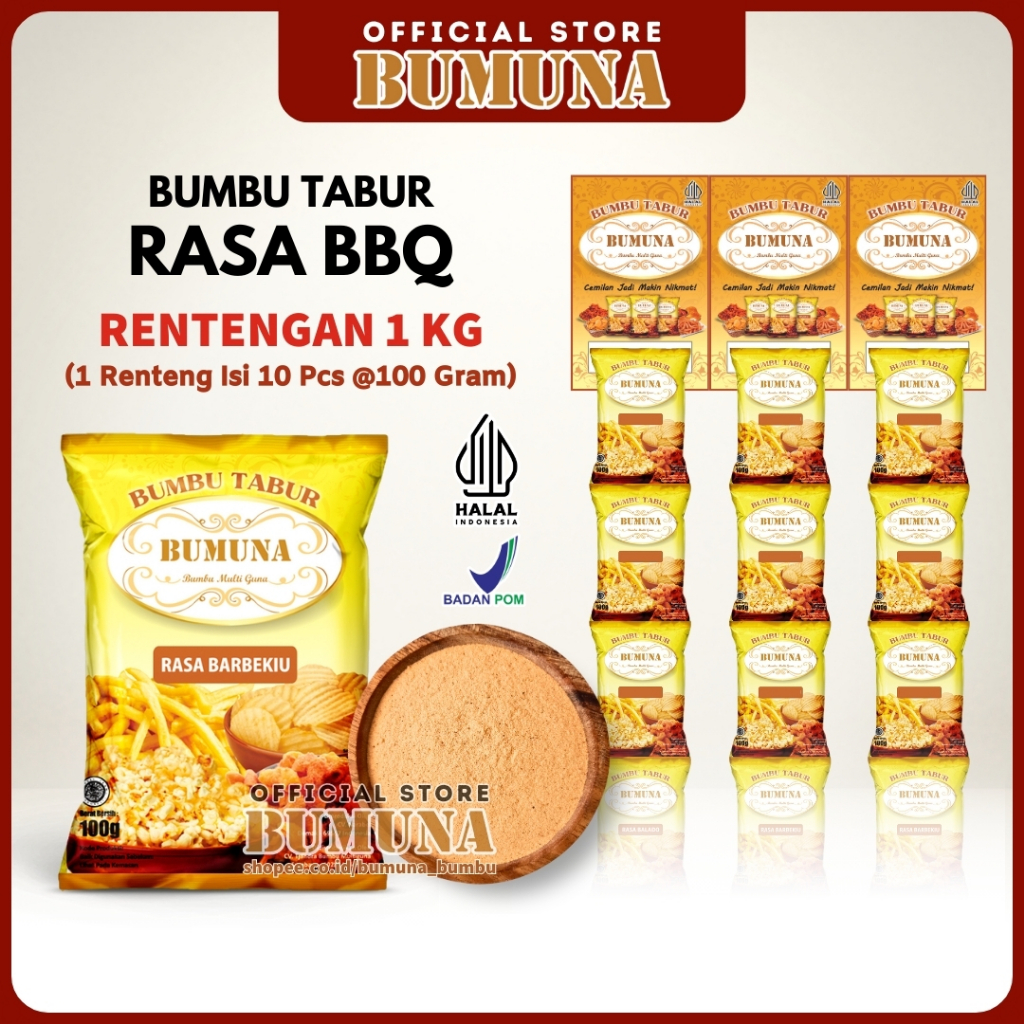 

[RENCENG] Bumbu Tabur Rasa BBQ 1Kg (10 x @100gr) BUMUNA - Bumbu Cemilan Snack Kripik