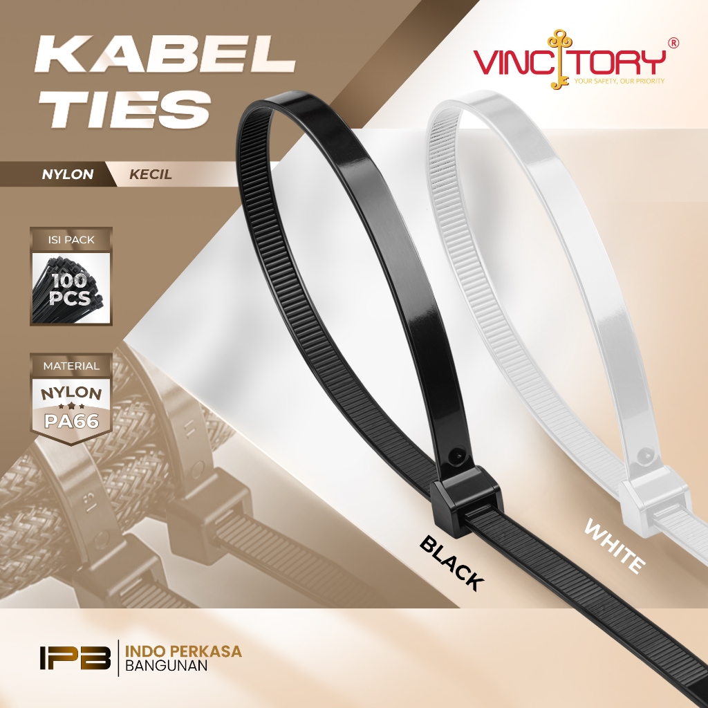 

KABEL TIES Warna Putih Hitam isi 100pcs Ukuran 10cm 15cm 20cm 25cm 30cm VINCITORY | Nylon Kabel Ties