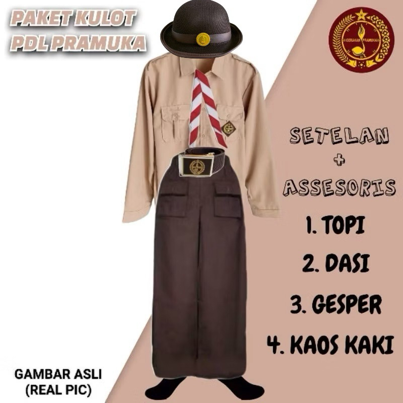 Seragam sekolah paket setelan lengkap kulot pdl pramuka SD