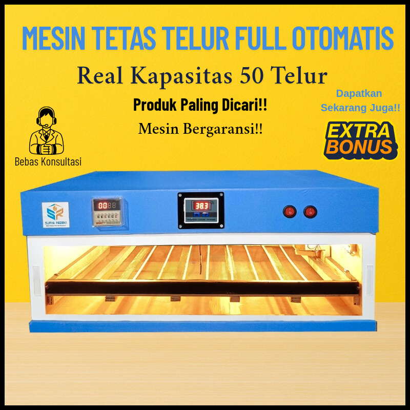 TERLARIS Mesin tetas / penetas telur full otomatis real kap 50 telur untuk telor ayam ,bebek dan