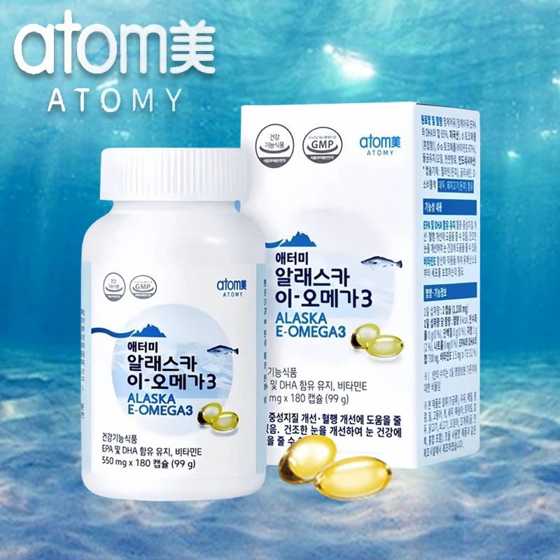 Atomy Alaska E-Omega 3 180 Capsules Fish Oil Vitamin E Supplement
