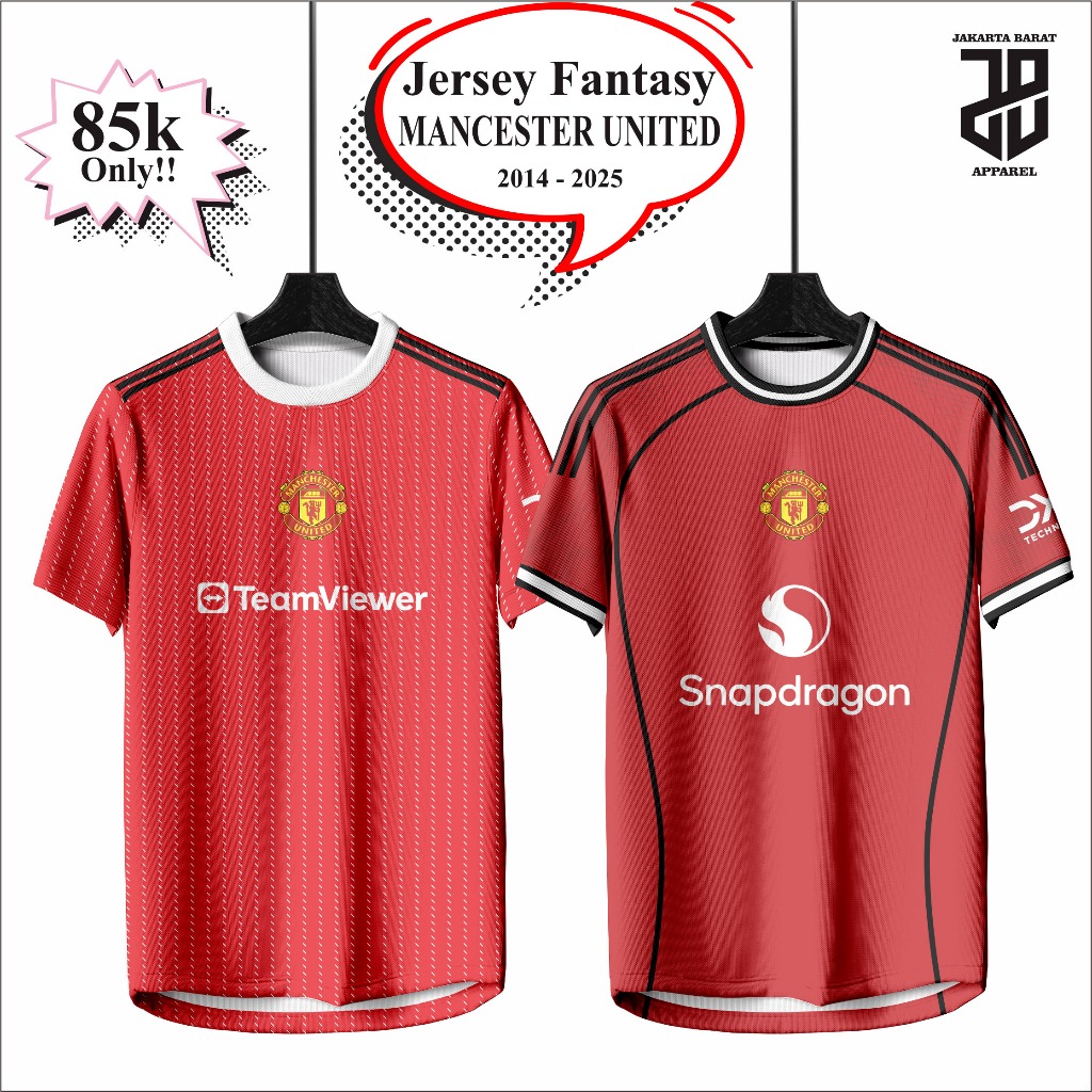 Baju Jersey Fantasy MU Home MANCHESTER UNITED  2014 2025 Manchunian United Indonesia Red Devil