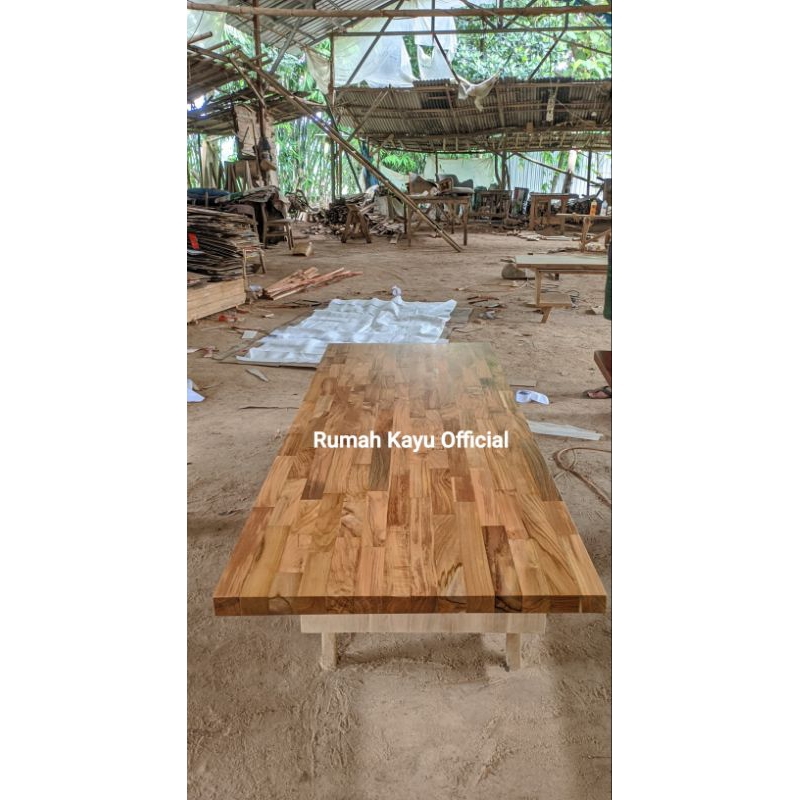 TOP TABLE LAMINASI KAYU JATI