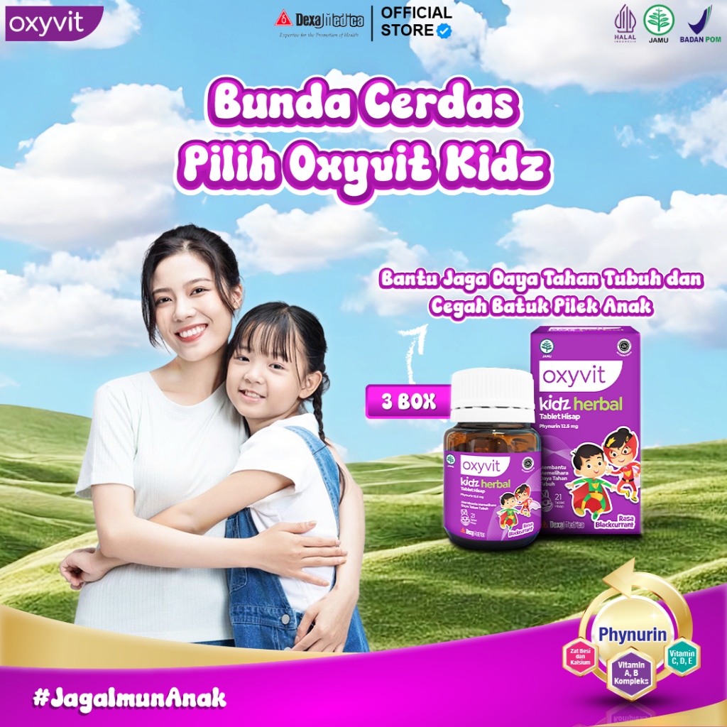 

3 Box Oxyvit Kidz Herbal Hisap - Solusi Alami Untuk Batuk Pilek Anak - Rasa Blackcurrant