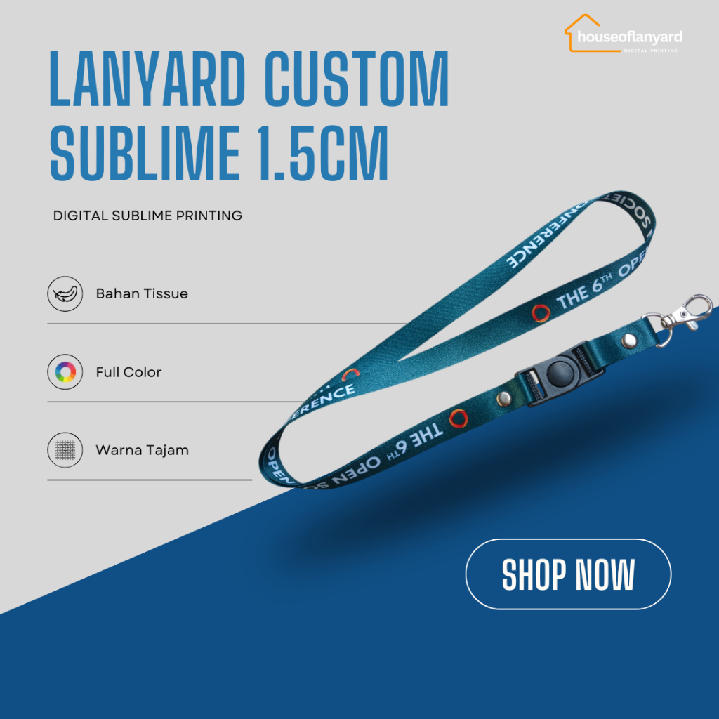 

Lanyard Custom 1.5cm Print Full Color Bebas Desain Sendiri Tali Name Tag Tali Hp
