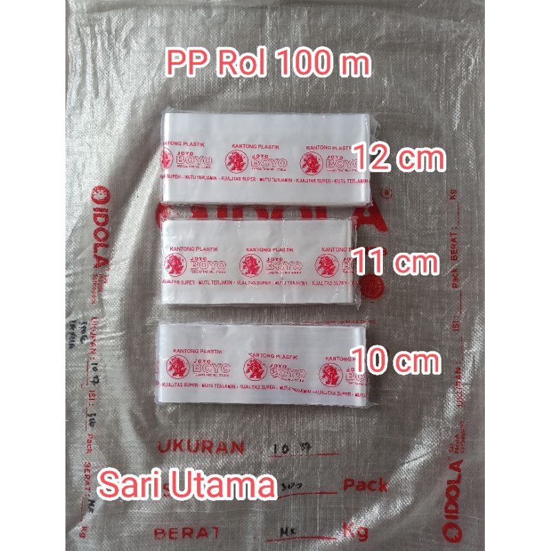 Joyo Boyo PP Rol Plastik Transparant Lebar 10 11 12 14 15 cm Tebal 03 Panjang 100 m