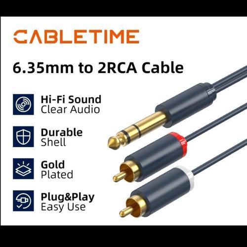 CABLETIME Kabel Aux 6.5mm to 2 RCA Cable Jack / Aux to Jack