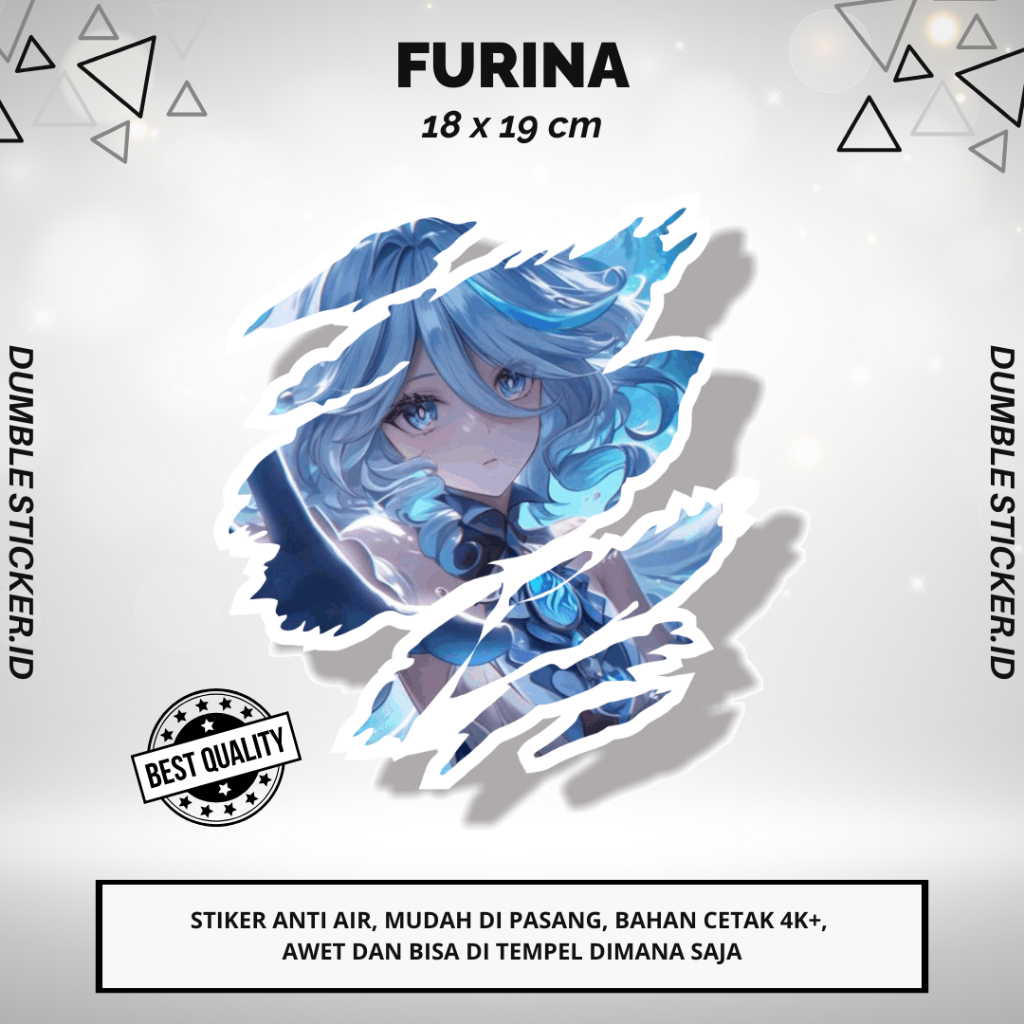 Sticker Stiker Vinyl Printcut Terbaru Cocok Di Motor/Mobil/Sepeda/Laptop Viral Motif Anime Furina Ge
